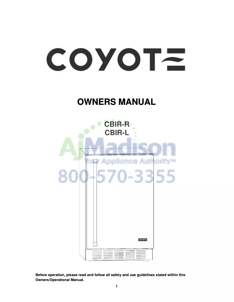 Página 1 del manual Manual de uso y mantenimiento Coyote CBIR-R