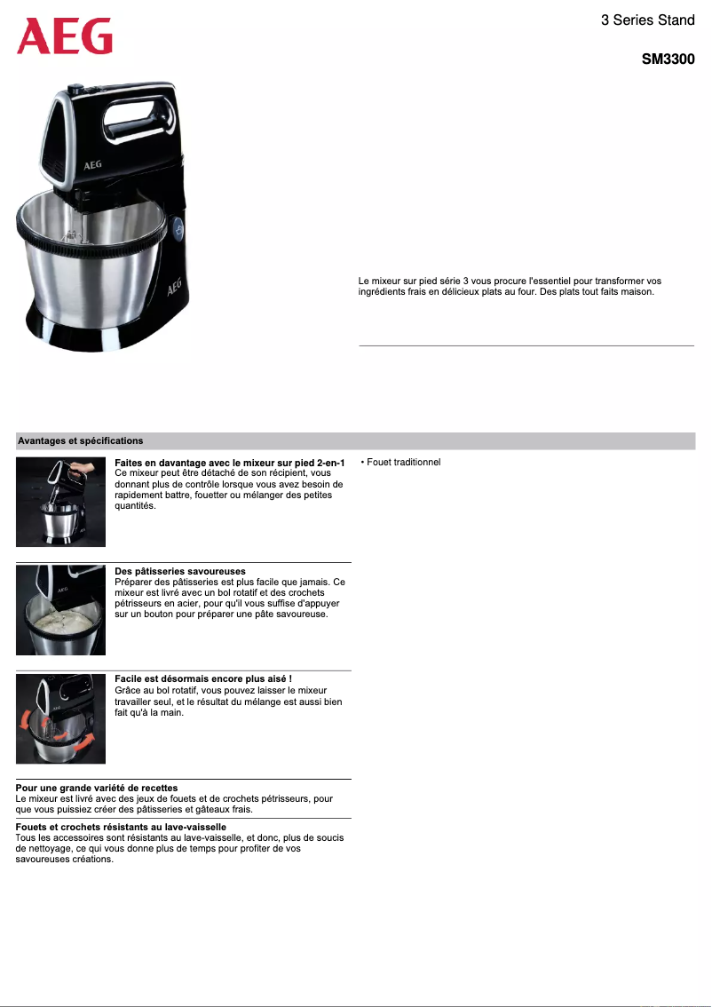 Page n°1 - Fiche technique AEG SM3300