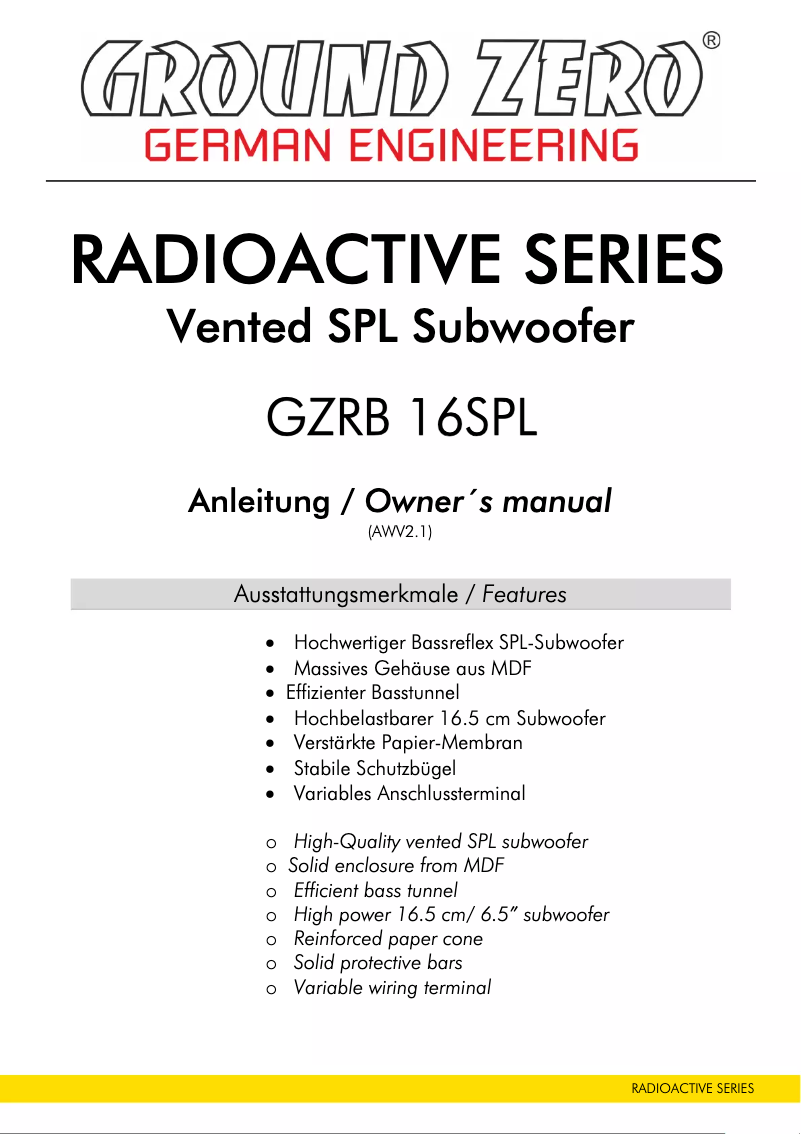 Image de la première page du manuel de l'appareil GZRB 16SPL