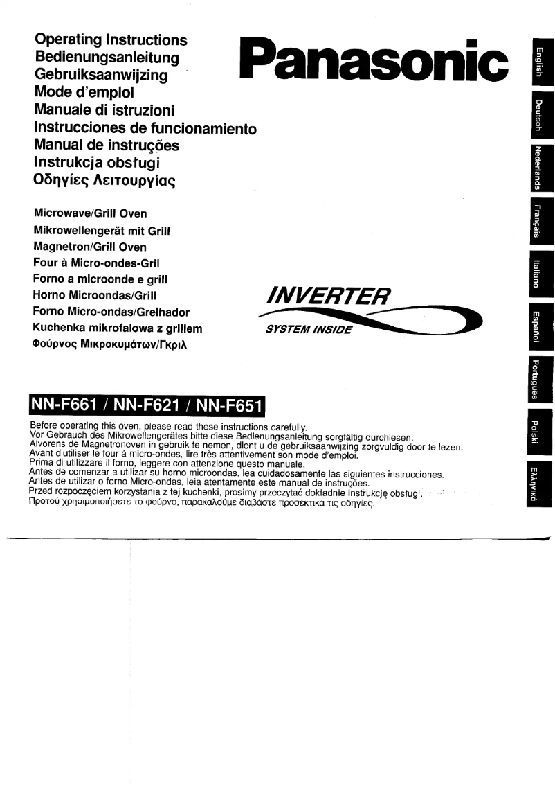 Page n°1 - Manuel utilisateur Panasonic NN-F661WB