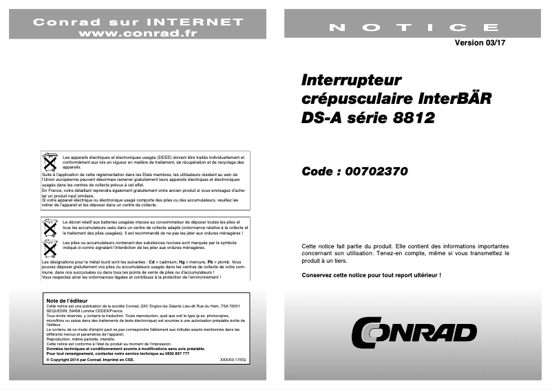 Page n°1 - Manuel utilisateur interBar 8812