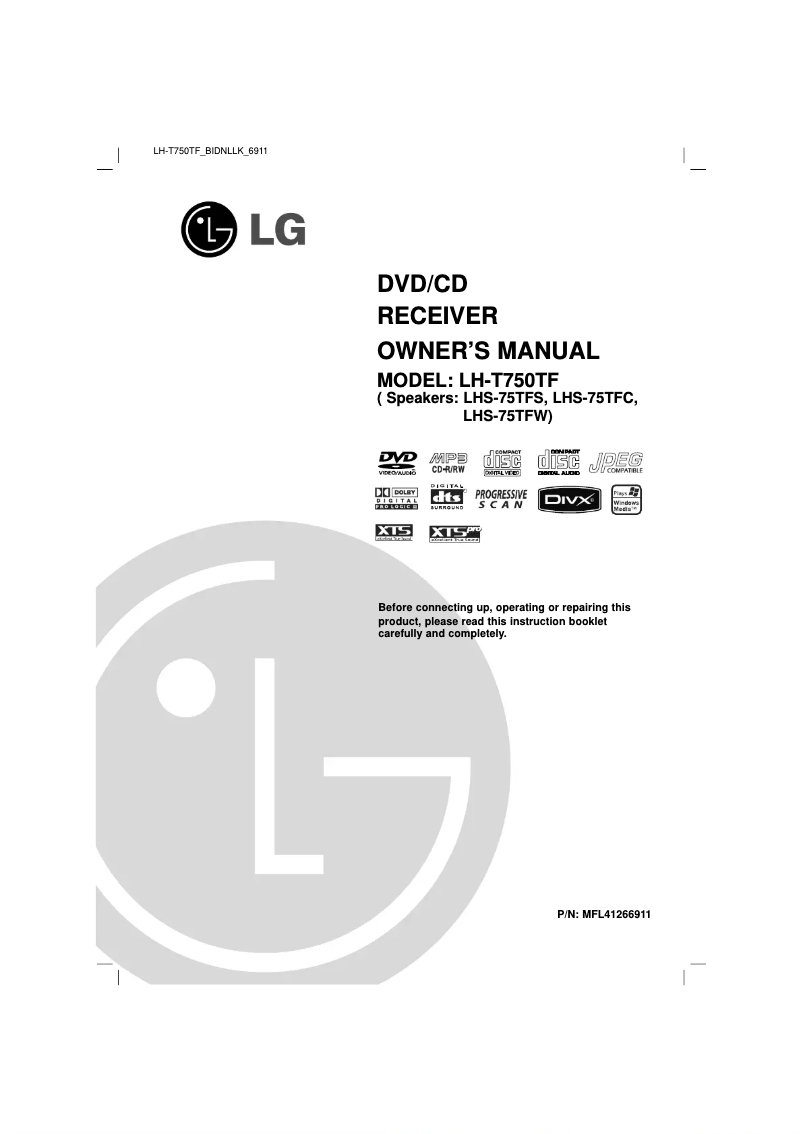 Page n°1 - Manuel utilisateur LG LH-T750TF