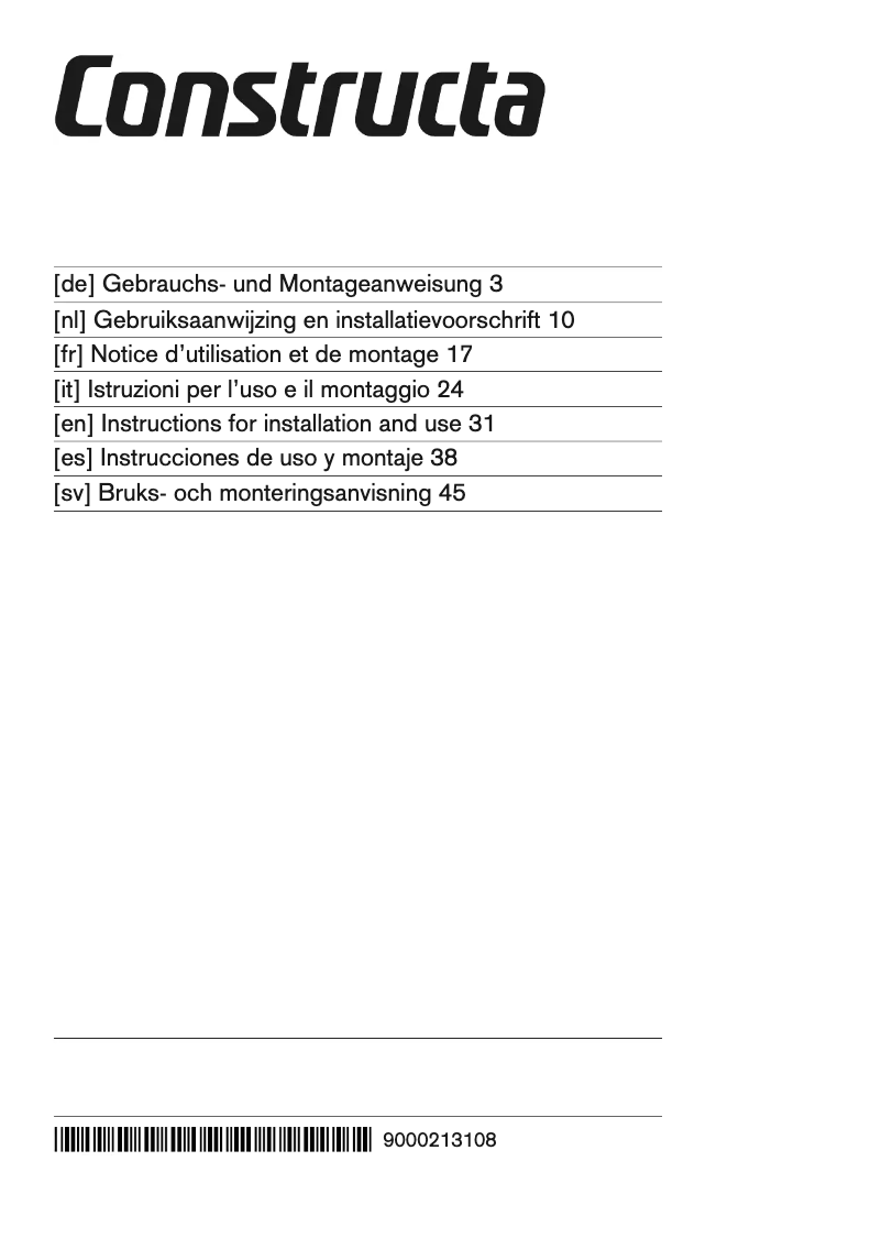 Page n°1 - Manuel utilisateur Constructa CD10350