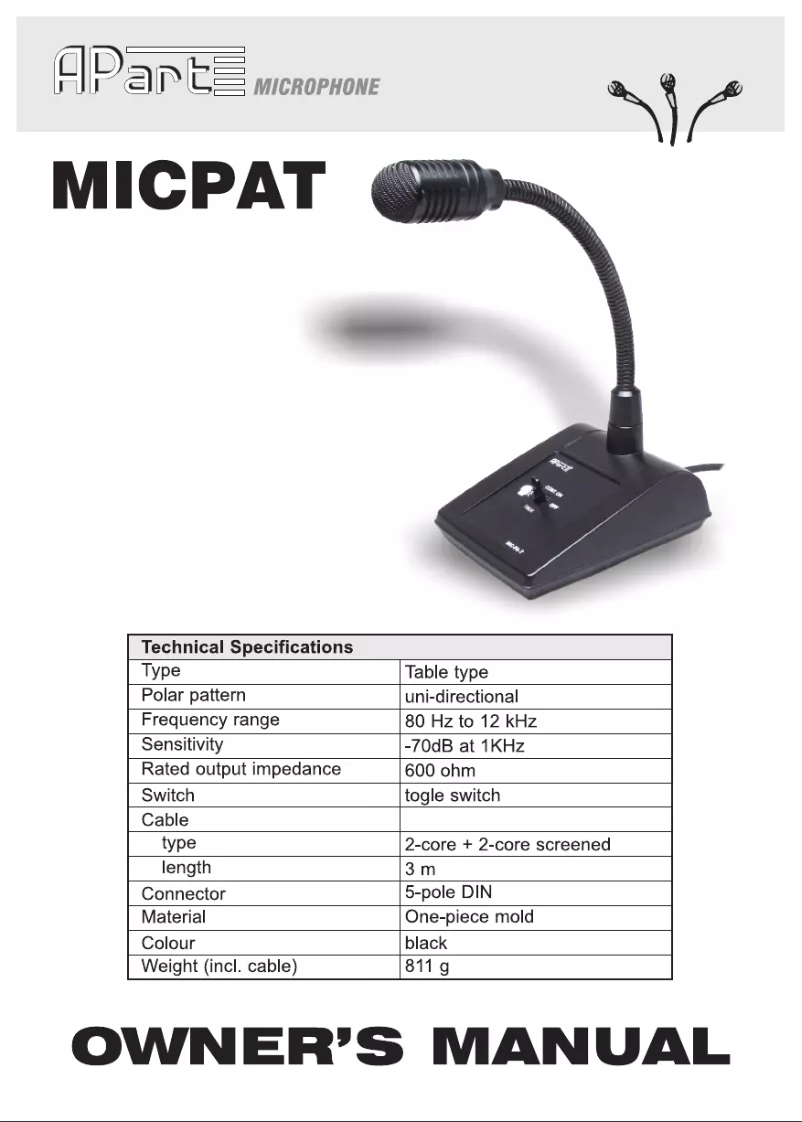 Image de la première page du manuel de l'appareil MICPAT-D