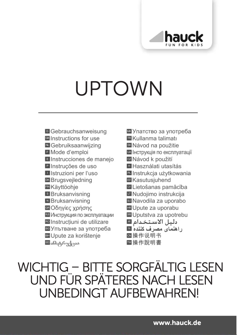 Page n°1 - Manuel utilisateur Hauck Uptown