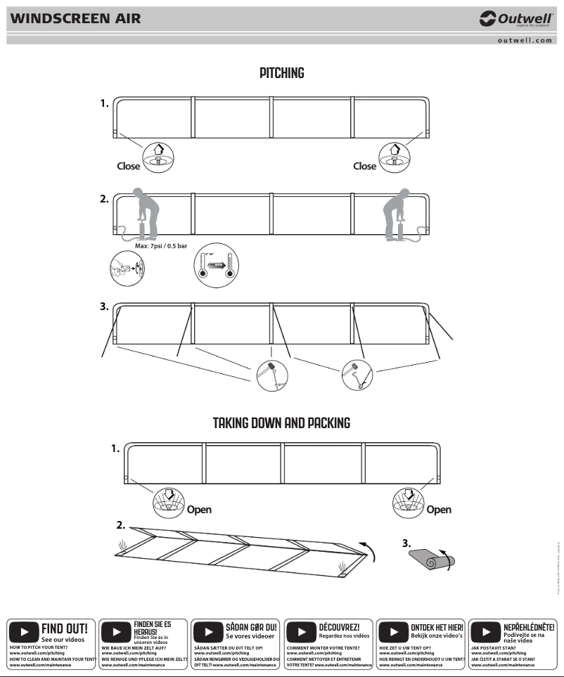 Page 1 de la notice Manuel utilisateur Outwell Windscreen Air