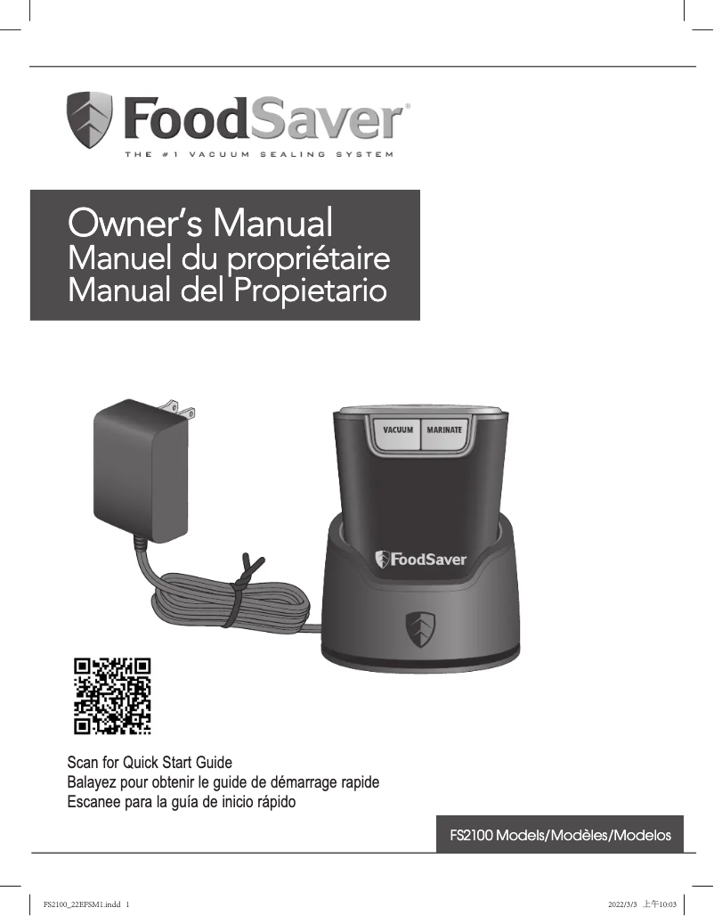 Page n°1 - Manuel utilisateur FoodSaver FS2160
