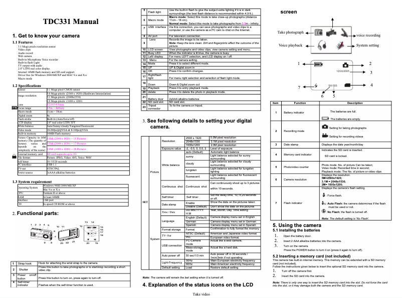 Page 1 of the manual User Manual Easypix TDC331