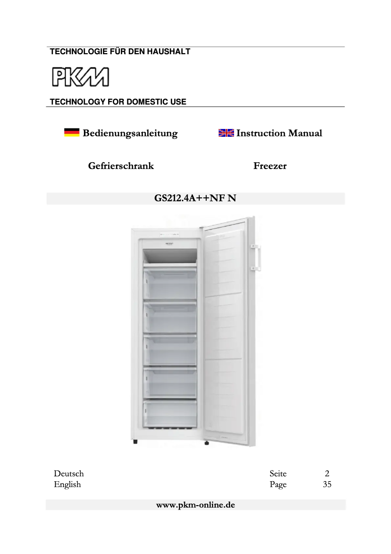 Page 1 de la notice Manuel utilisateur PKM GS212.4A++NoFrost