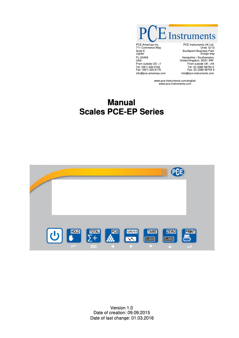Image de la première page du manuel de l'appareil PCE-EP 1500