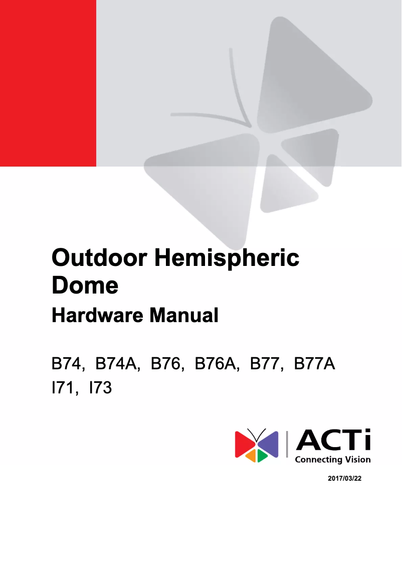 Page 1 de la notice Manuel utilisateur ACTi B76A