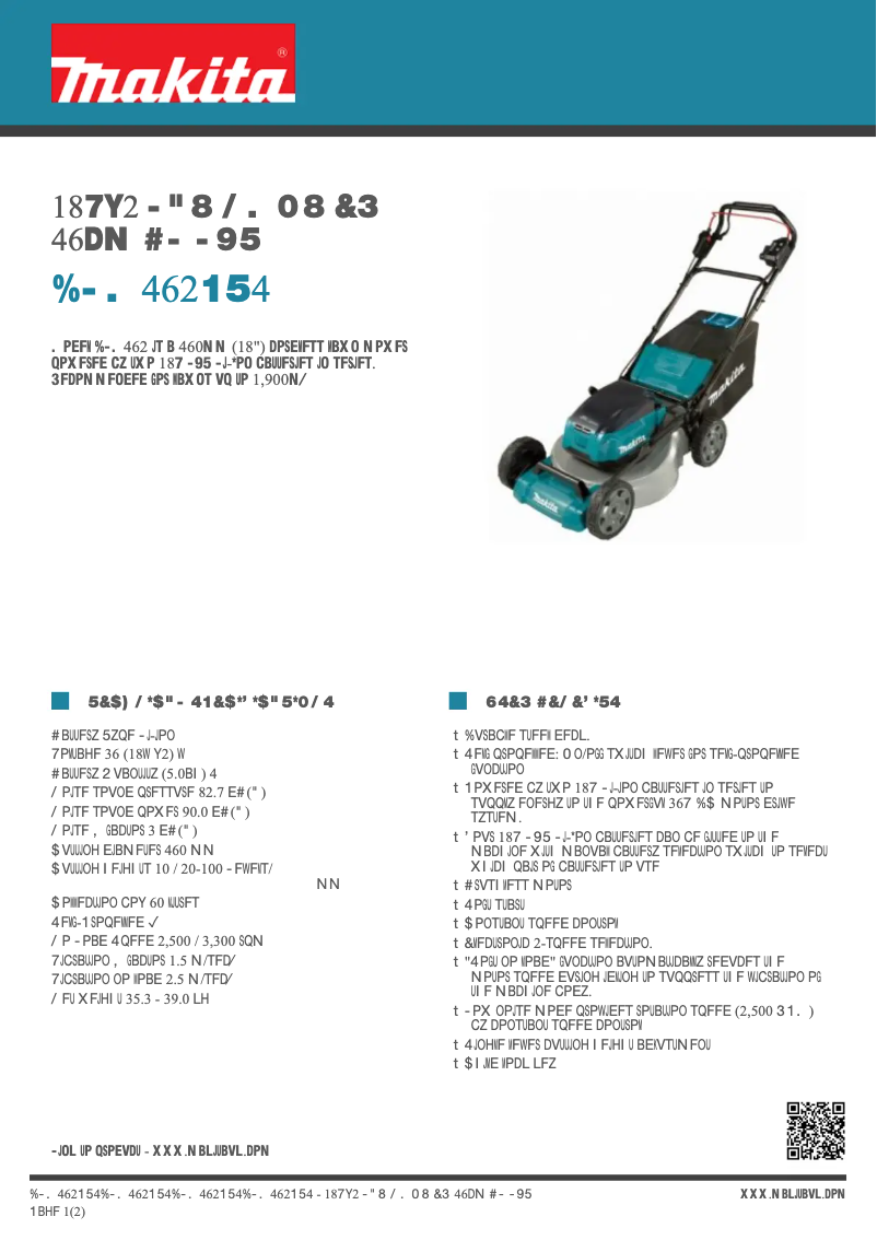 Page 1 of the manual Technical Sheet Makita DLM462PT4