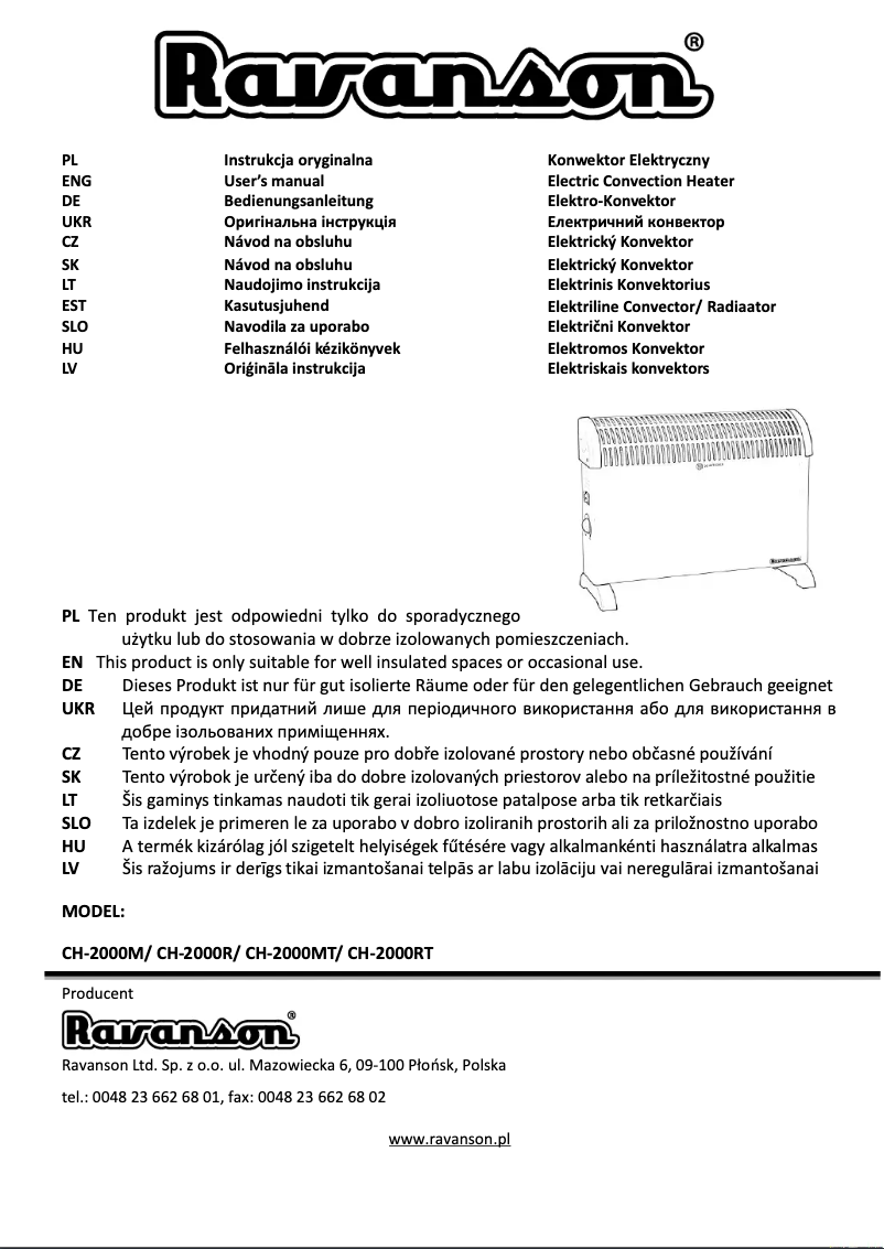 Image de la première page du manuel de l'appareil CH-2000M