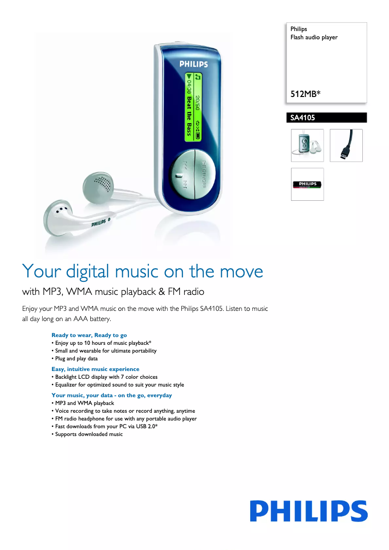 Image de la première page du manuel de l'appareil SA4105