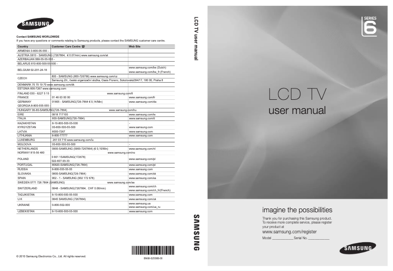Page n°1 - Manuel utilisateur Samsung LE40C654M1W
