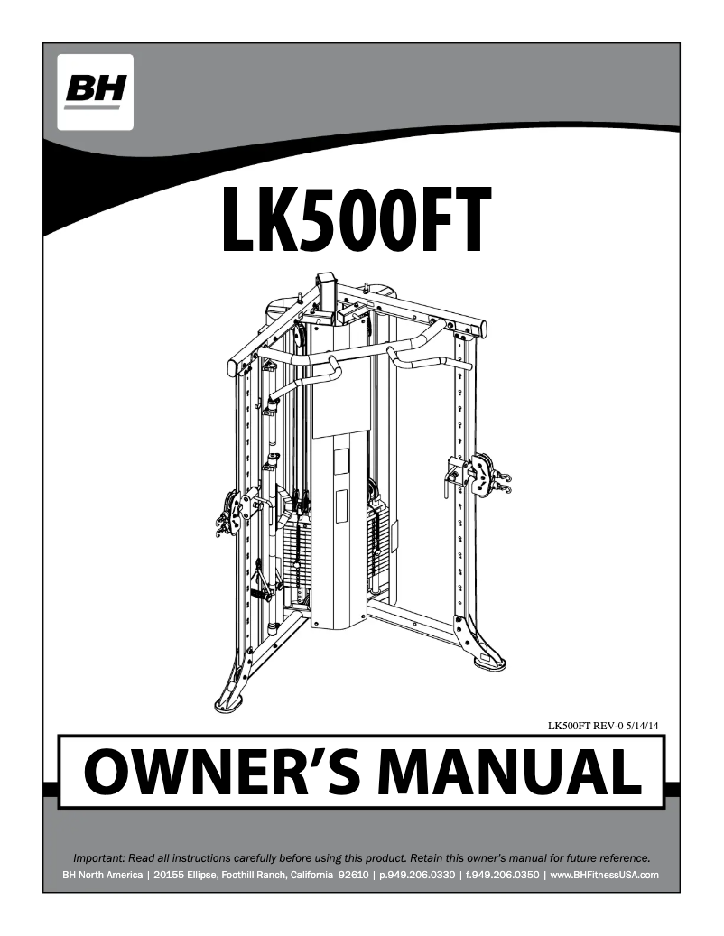 Page 1 of the manual User Manual BH Fitness LK500FT
