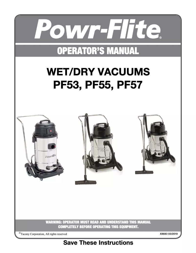 Page n°1 - Manuel utilisateur Powr-Flite PF57