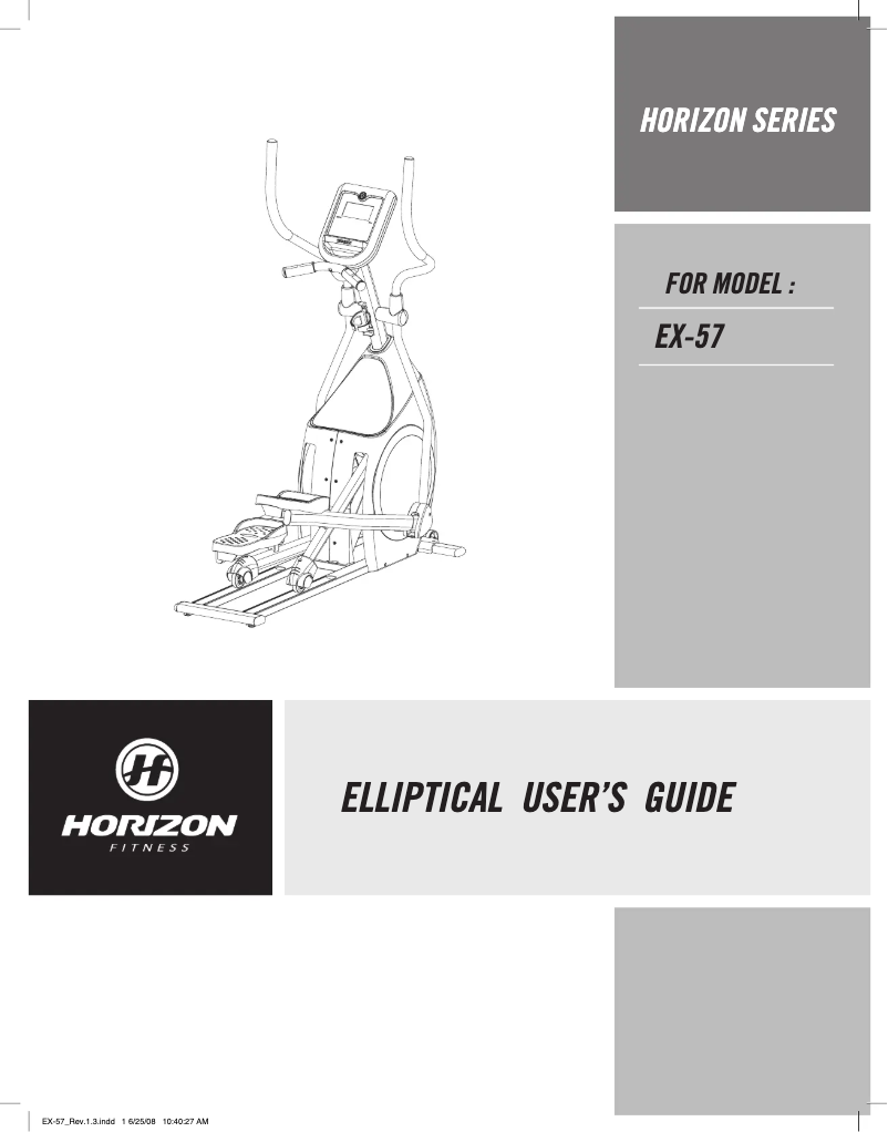 Page 1 de la notice Manuel utilisateur Horizon Fitness EX-57