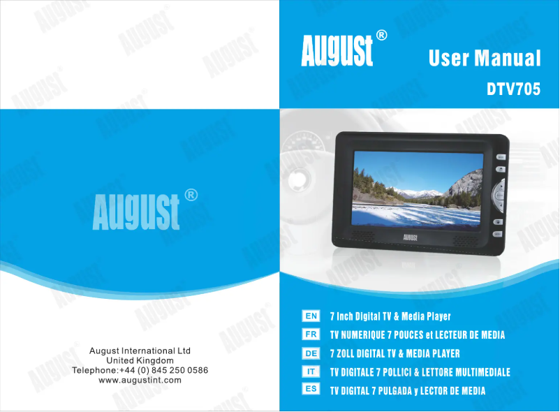 Page 1 de la notice Manuel utilisateur August DTV705