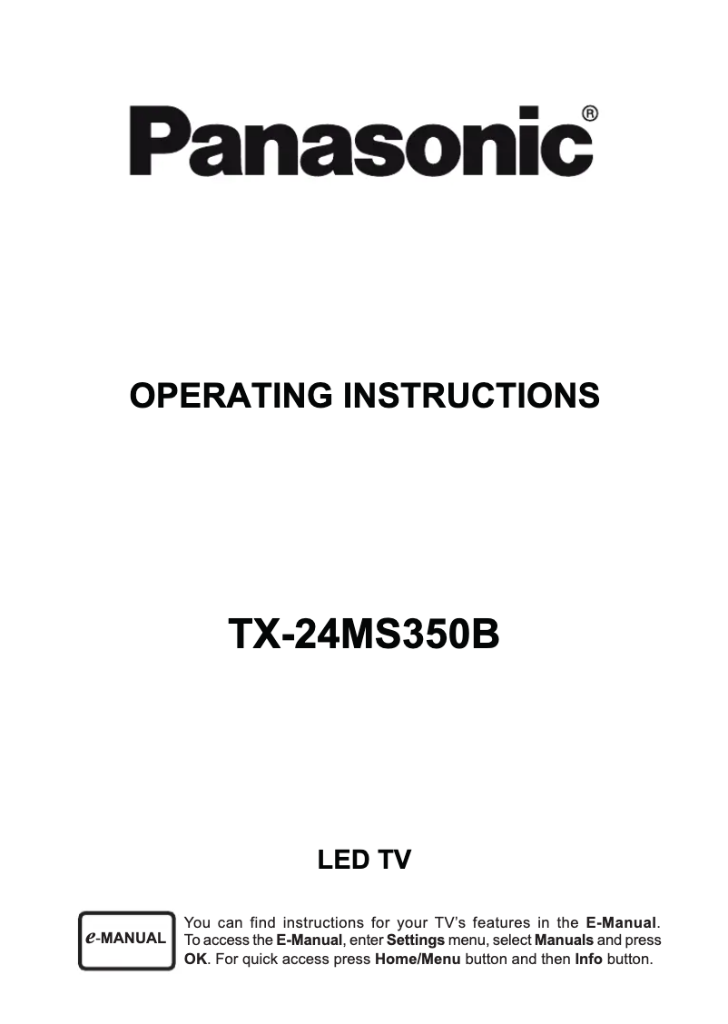 Page 1 de la notice Manuel utilisateur Panasonic TX-24MS350B