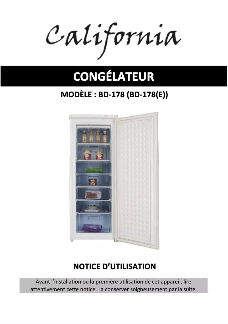 Page 1 de la notice Manuel utilisateur California BD-178