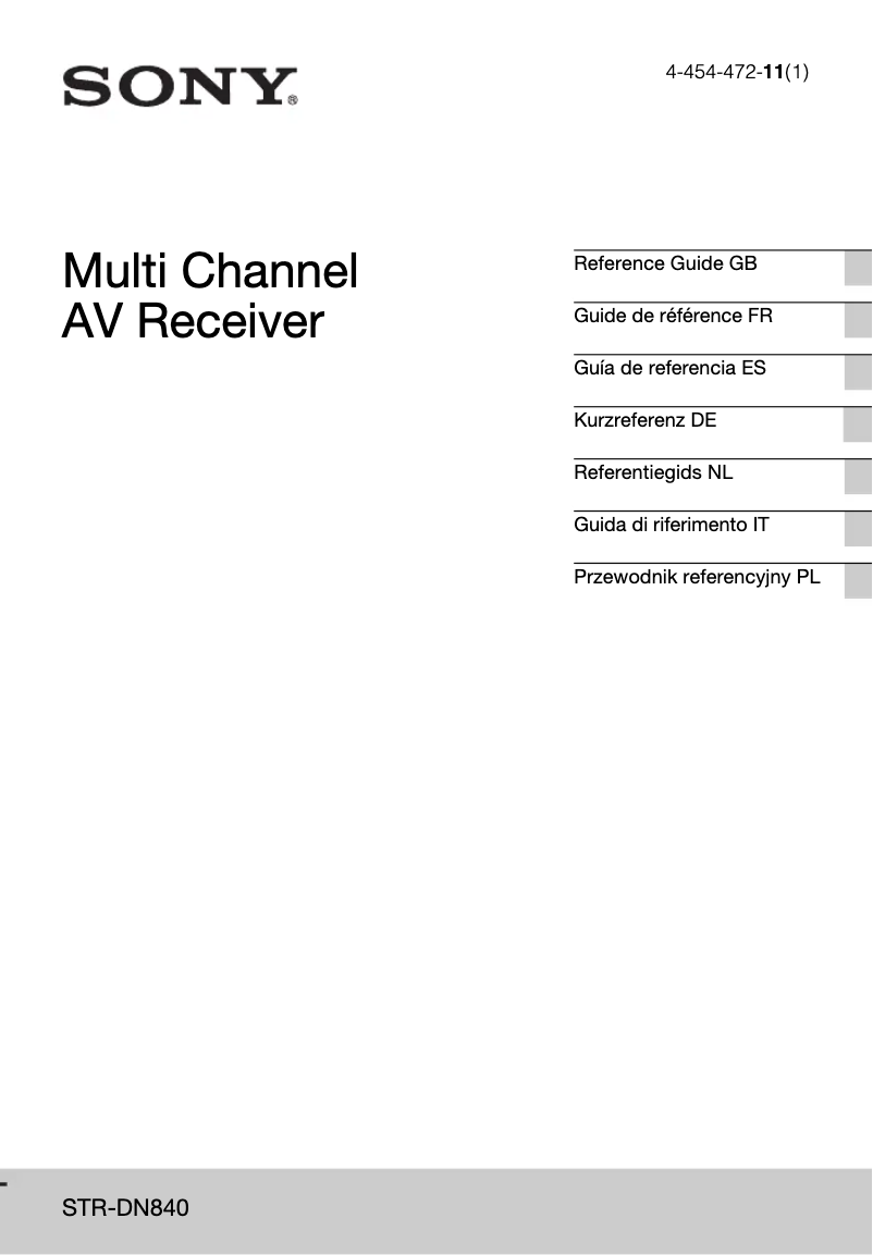 Image de la première page du manuel de l'appareil STR-DN840