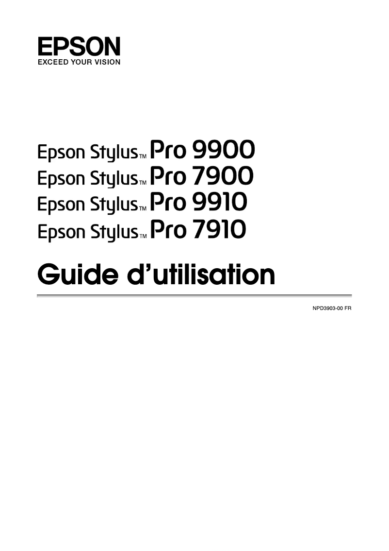 Page n°1 - Manuel utilisateur Epson Stylus Pro 9900