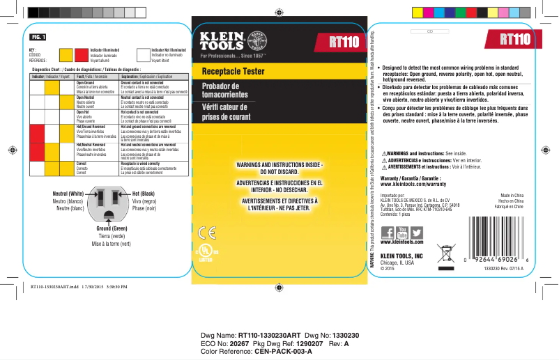 Page n°1 - Manuel utilisateur Klein Tools RT110