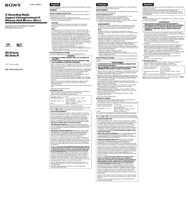 Image de la première page du manuel de l'appareil MS-M4