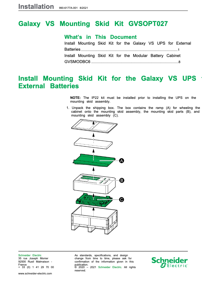 Page 1 de la notice Manuel utilisateur APC Galaxy VS GVSOPT027