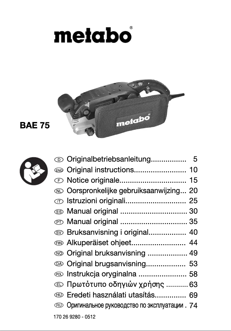 Página 1 del manual Manual de usuario Metabo BAE 75