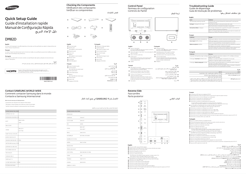Page 1 de la notice Guide d'installation Samsung DM82D
