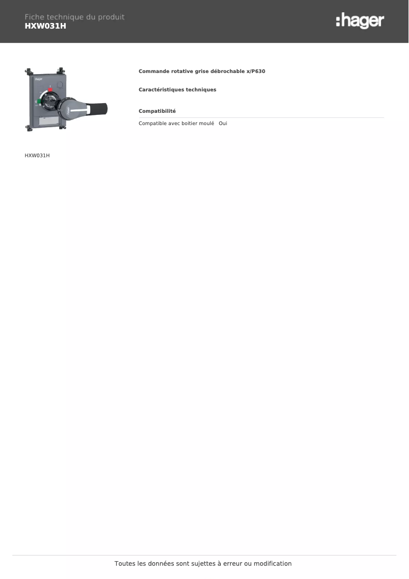 Image de la première page du manuel de l'appareil HXW031H