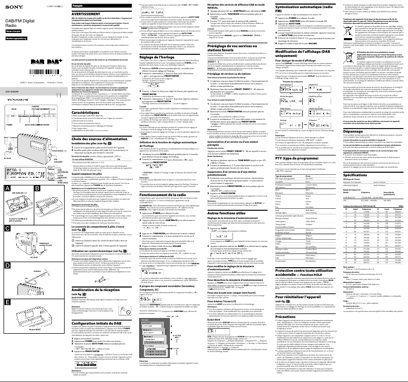 Page n°1 - Manuel utilisateur Sony XDR-S56DBP