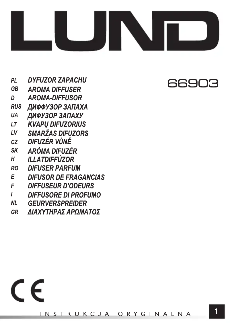 Page 1 de la notice Manuel utilisateur Lund 66903