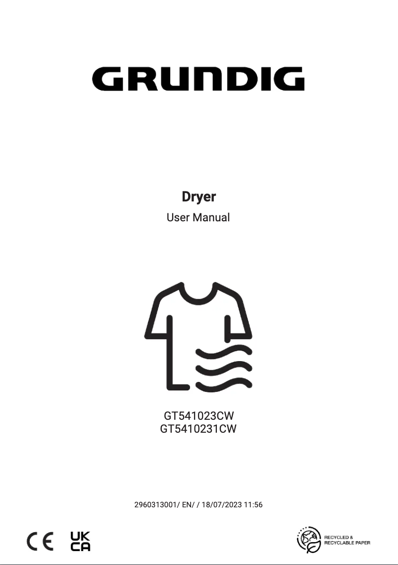 Image de la première page du manuel de l'appareil GT5410231CW