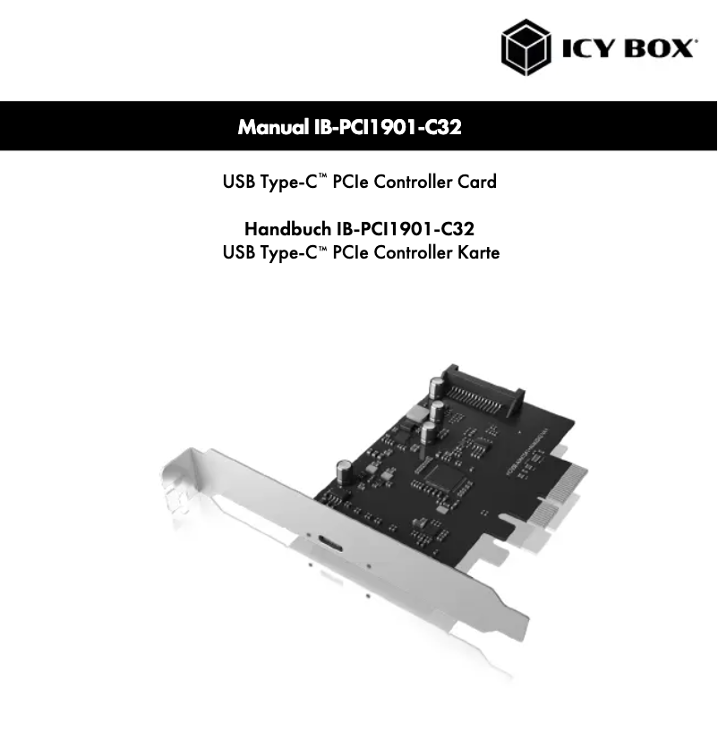 Página 1 del manual Manual de usuario Icy Box IB-PCI1901-C32