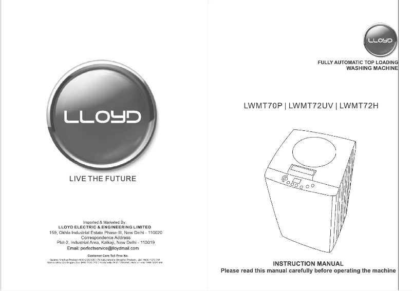 Page n°1 - Manuel utilisateur Lloyd LWMT72UV
