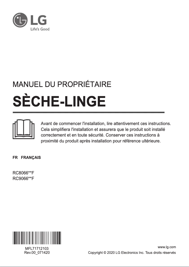 Page n°1 - Manuel utilisateur LG RC9066G2F