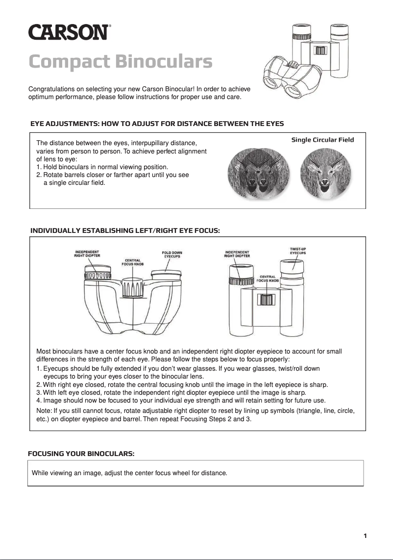 Page 1 de la notice Manuel utilisateur Carson JD-718