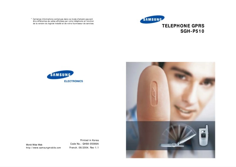 Page n°1 - Manuel utilisateur Samsung SGH-P510