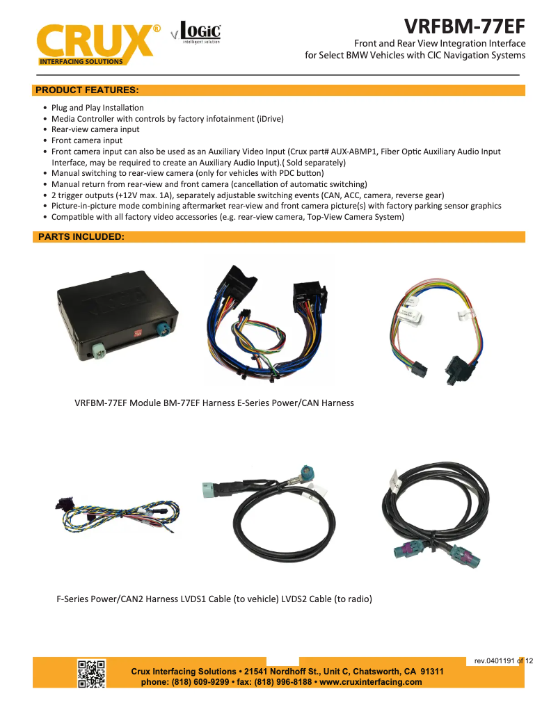Page n°1 - Manuel utilisateur CRUX VRFBM-77EF