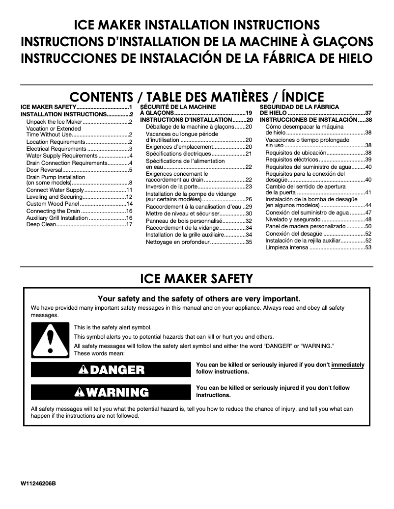 Page 1 de la notice Guide d'installation KitchenAid KUID508HPS