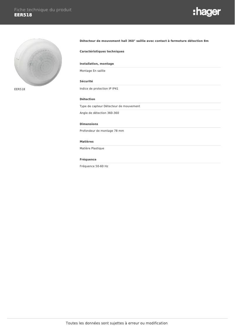 Image de la première page du manuel de l'appareil EER518
