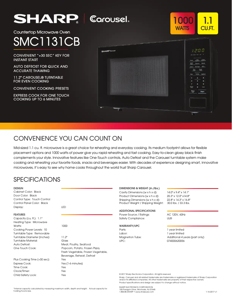 Page n°1 - Fiche technique Sharp SMC1441CB