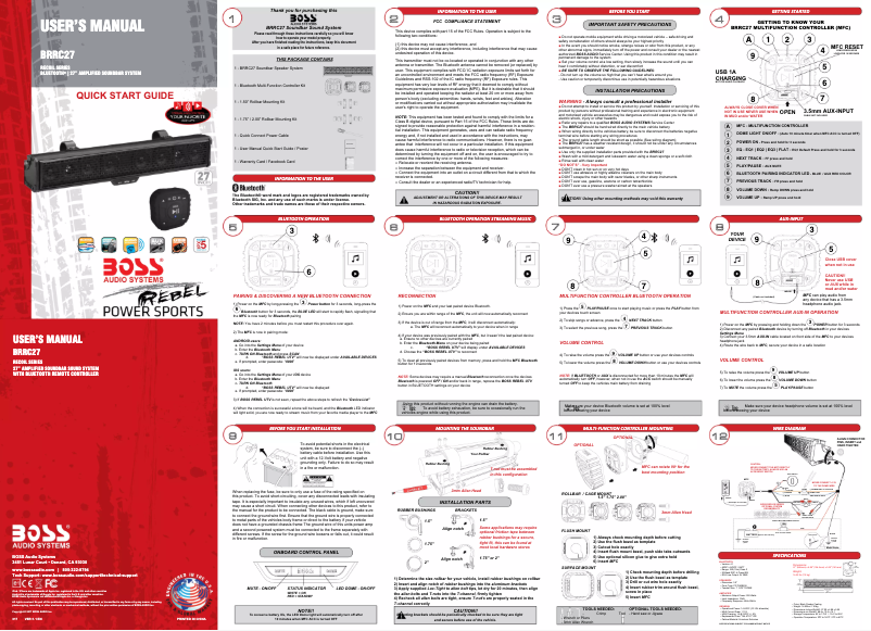 Page 1 de la notice Manuel utilisateur Boss BRRC27