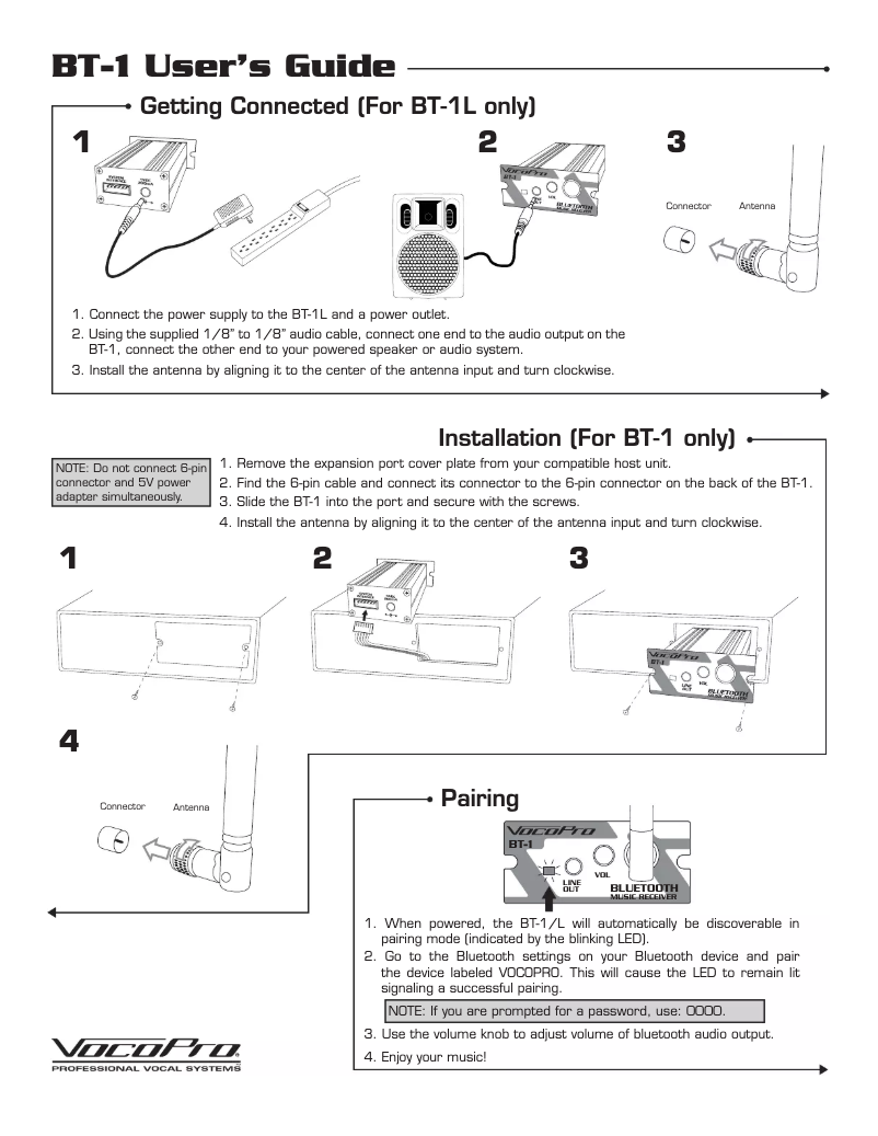 Image de la première page du manuel de l'appareil BT-1L
