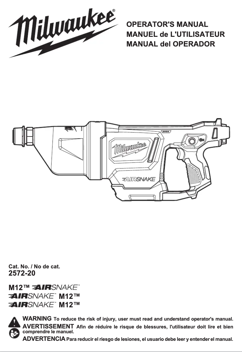 Image de la première page du manuel de l'appareil M12 AirSnake 2572B-21