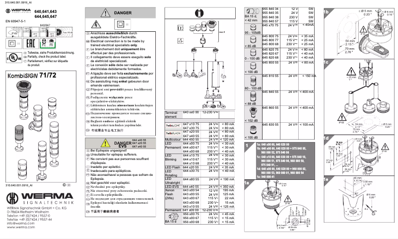 Page 1 de la notice Manuel utilisateur Werma 64721075