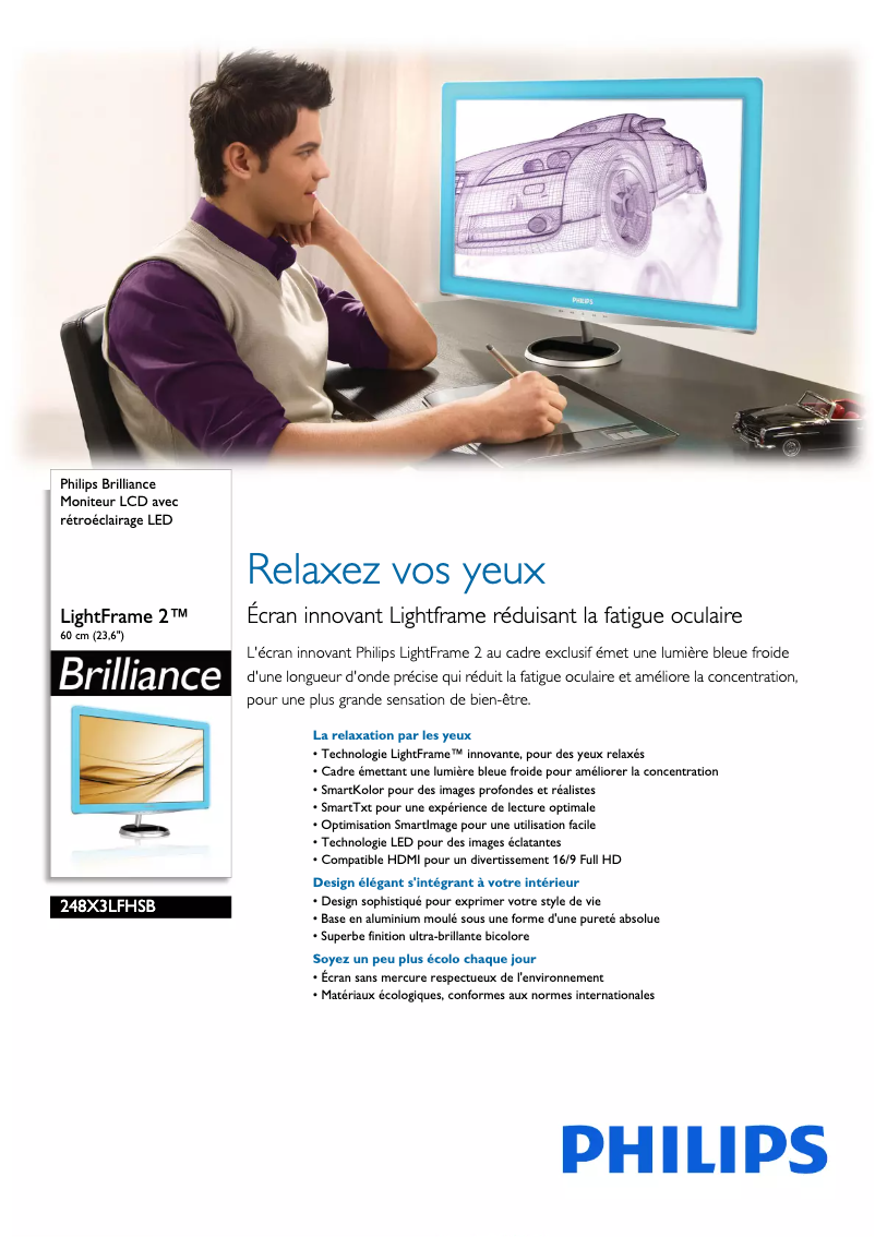 Page n°1 - Fiche technique Philips Brilliance 248X3LFHSB
